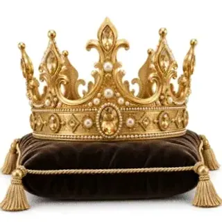 Gold crown on cushion — Eq9